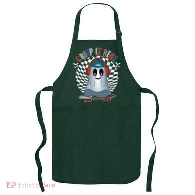 Funny Halloween Creep It Real Skateboarding Ghost Apron