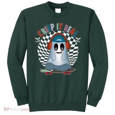 Funny Halloween Creep It Real Skateboarding Ghost Sweatshirt