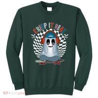 Funny Halloween Creep It Real Skateboarding Ghost Sweatshirt thumb 0