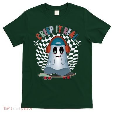 Funny Halloween Creep It Real Skateboarding Ghost T-Shirt