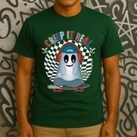 Funny Halloween Creep It Real Skateboarding Ghost T-Shirt thumb 3