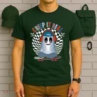 Funny Halloween Creep It Real Skateboarding Ghost T-Shirt thumb 6
