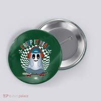 Funny Halloween Creep It Real Skateboarding Ghost Button thumb 0