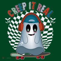 Funny Halloween Creep It Real Skateboarding Ghost Coaster thumb 2