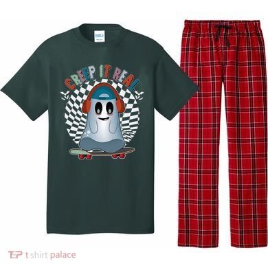 Funny Halloween Creep It Real Skateboarding Ghost Pajama Set