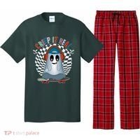 Funny Halloween Creep It Real Skateboarding Ghost Pajama Set thumb 0
