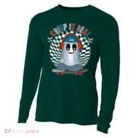 Funny Halloween Creep It Real Skateboarding Ghost Cooling Performance Long Sleeve Crew thumb 0