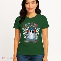 Funny Halloween Creep It Real Skateboarding Ghost Women's T-Shirt thumb 4