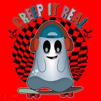 Funny Halloween Creep It Real Skateboarding Ghost Santa Hat thumb 1