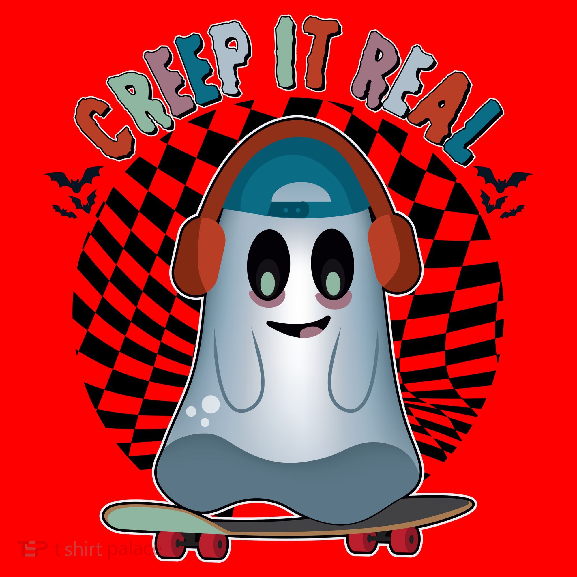 Funny Halloween Creep It Real Skateboarding Ghost Santa Hat