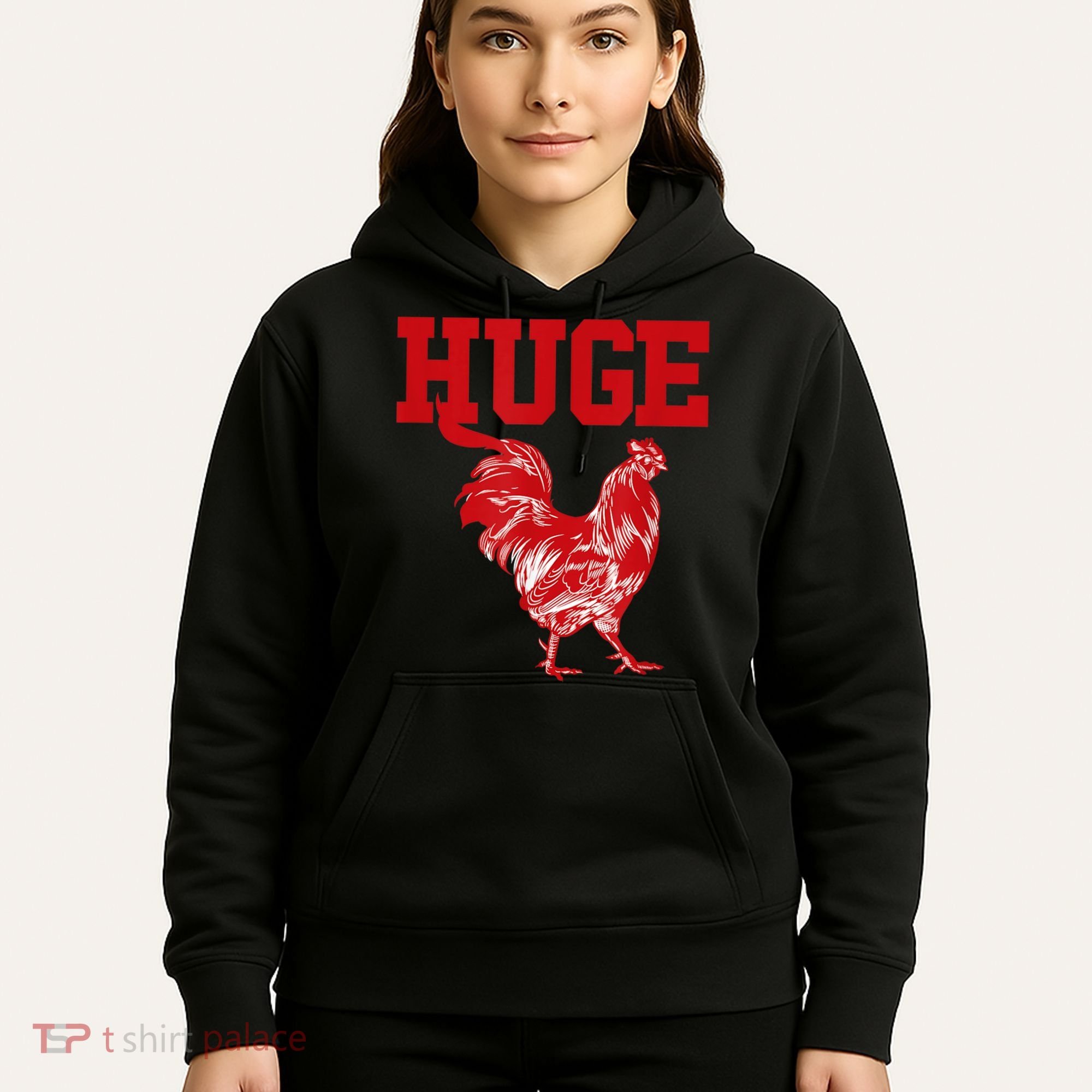 Funny Huge Cock Mens Rooster Graphic Hoodie