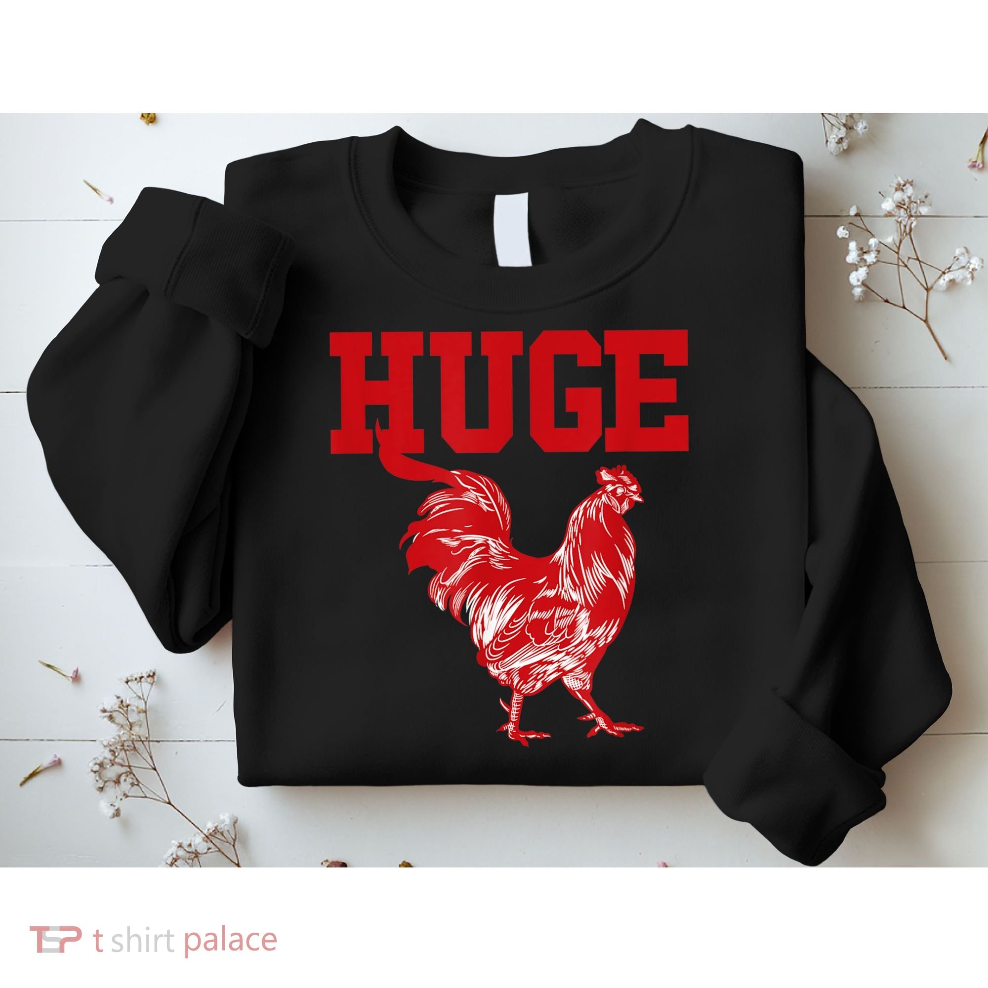Funny Huge Cock Mens Rooster Graphic Sweatshirt