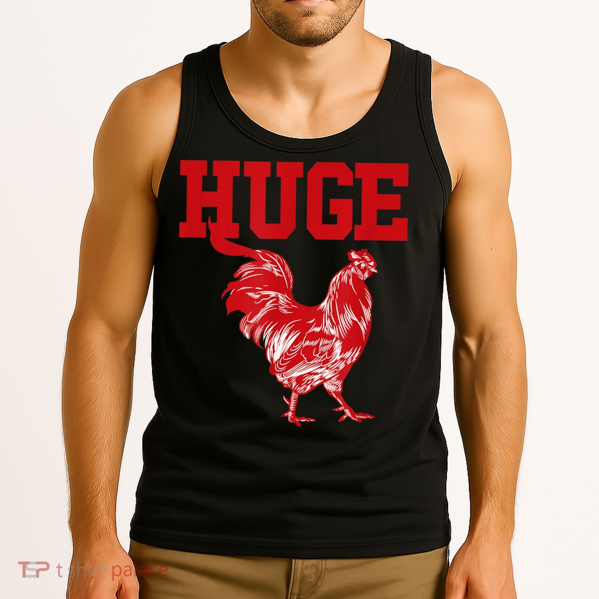 Funny Huge Cock Mens Rooster Graphic Tank Top