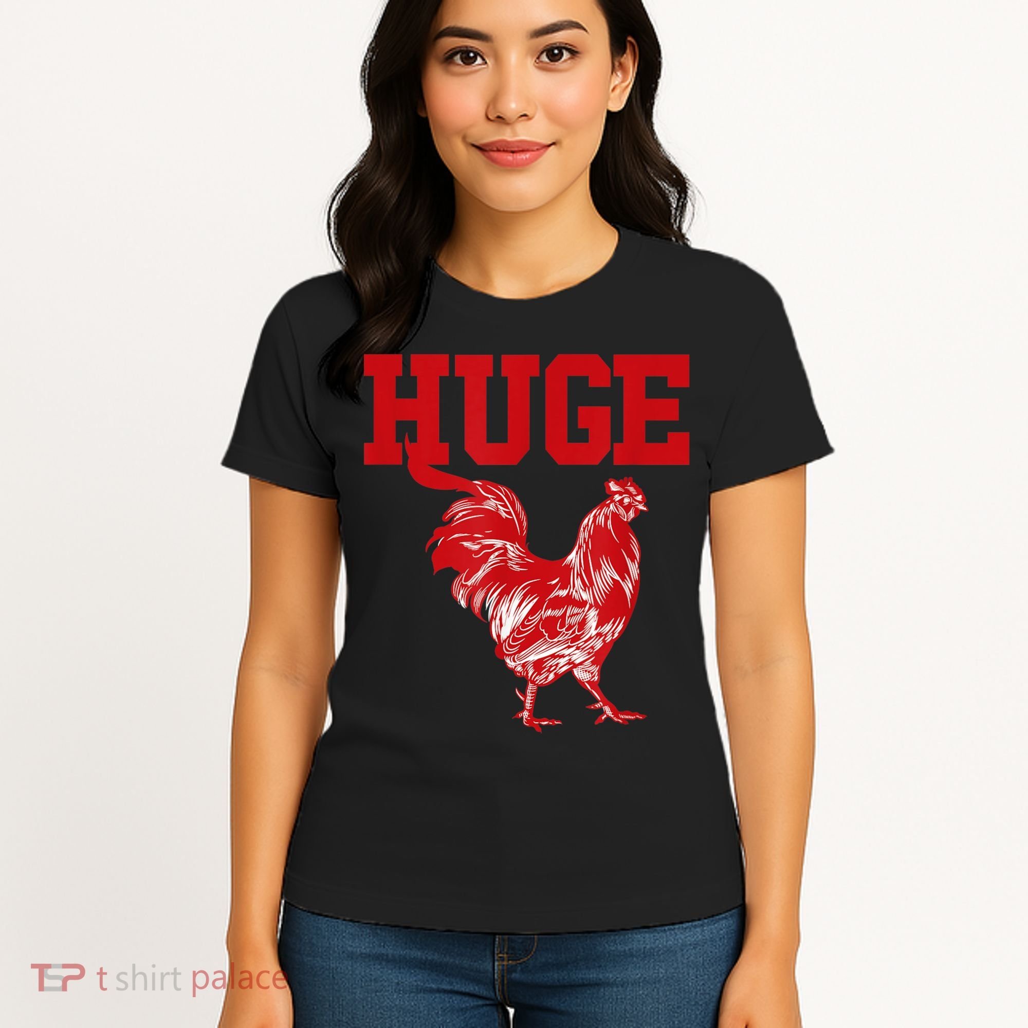 Funny Huge Cock Mens Rooster Graphic Women's T-Shirt