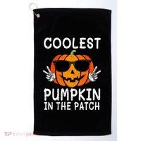 Funny Halloween Coolest Pumpkin In The Patch Glasses Gift Golf Towel thumb 0