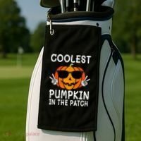 Funny Halloween Coolest Pumpkin In The Patch Glasses Gift Golf Towel thumb 2