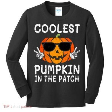 Funny Halloween Coolest Pumpkin In The Patch Glasses Gift Kids Long Sleeve Shirt
