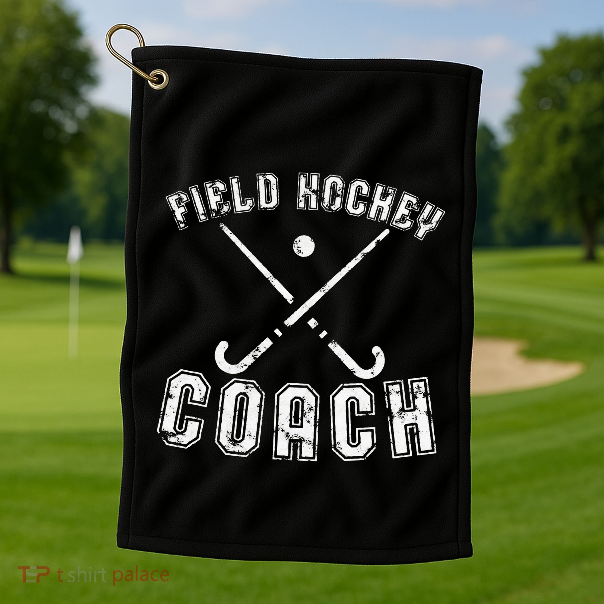Field Hockey Coach Gifts Distressed Field Hockey Coach Golf Towel