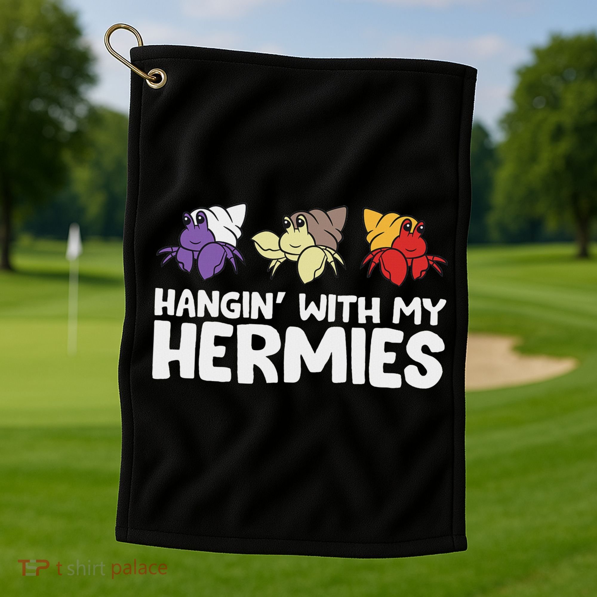 Funny Hermit Crabs Lover Gifts Hermit Crab Owner Black, Casual Humorous Pet Golf Towel
