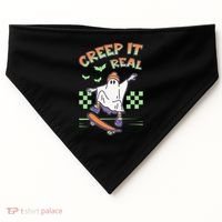 Funny Halloween Creep It Real Skater Skateboarding Ghost USA-Made Doggie Bandana thumb 0