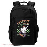 Funny Halloween Creep It Real Skater Skateboarding Ghost Backpack thumb 0