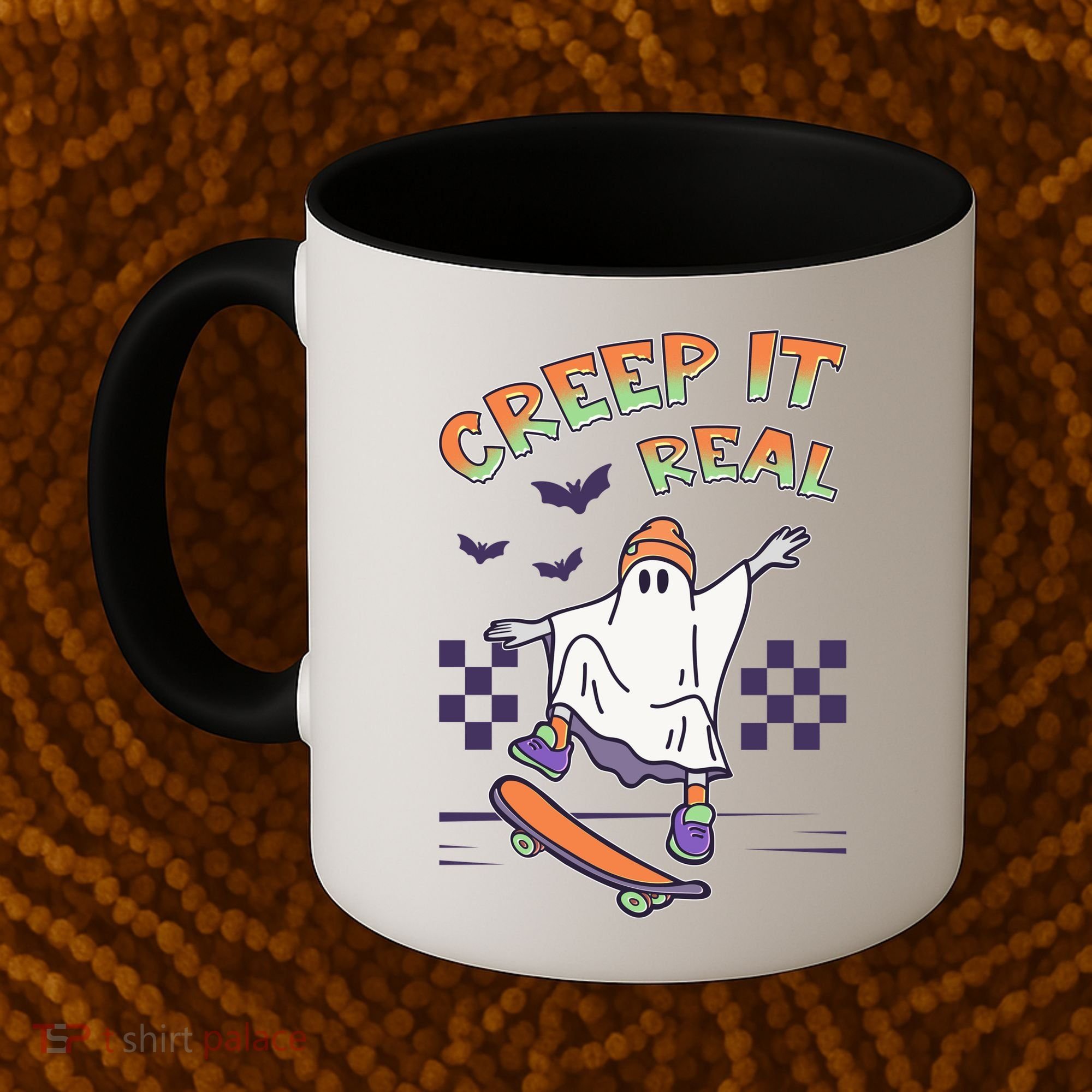 Funny Halloween Creep It Real Skater Skateboarding Ghost Coffee Mug