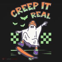 Funny Halloween Creep It Real Skater Skateboarding Ghost Women's Hoodie thumb 2