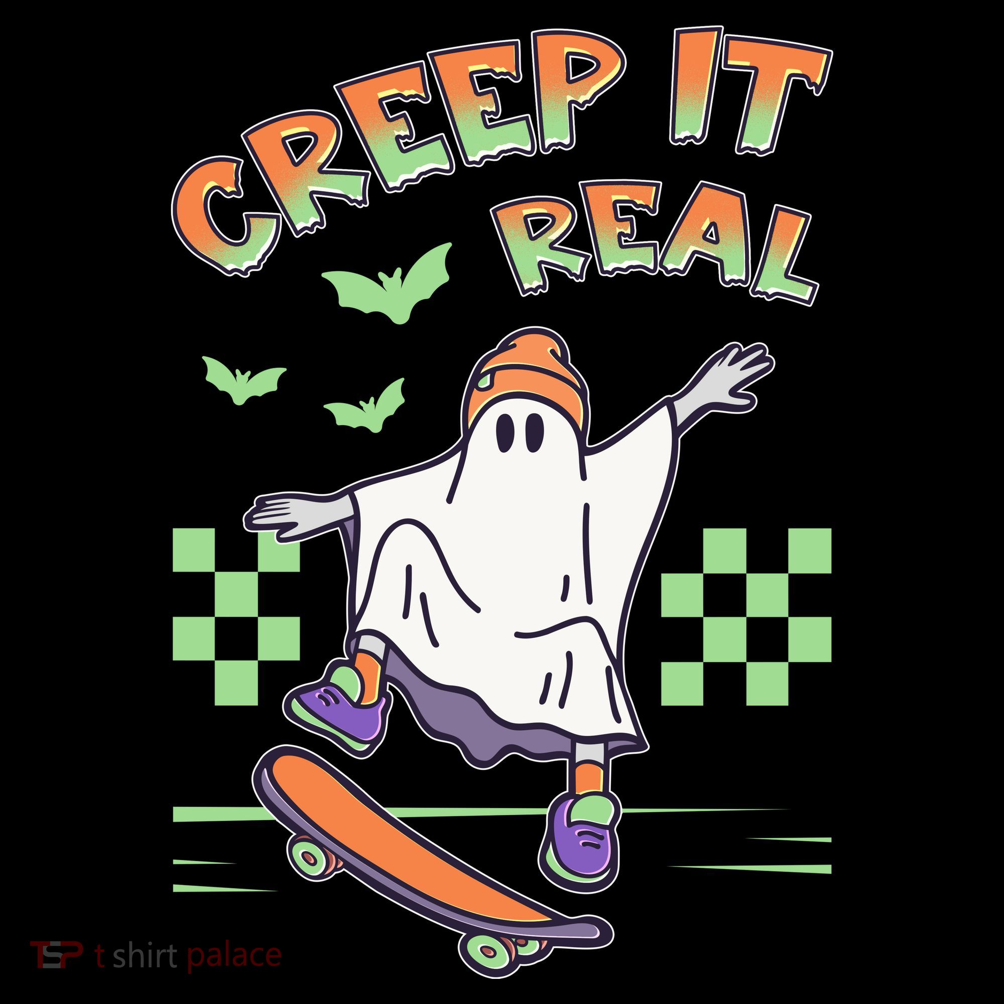 Funny Halloween Creep It Real Skater Skateboarding Ghost Women's Hoodie