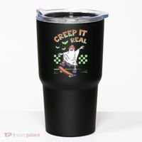 Funny Halloween Creep It Real Skater Skateboarding Ghost Tumbler thumb 0