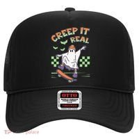 Funny Halloween Creep It Real Skater Skateboarding Ghost Hat thumb 0