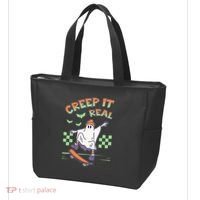 Funny Halloween Creep It Real Skater Skateboarding Ghost Tote Bag thumb 3