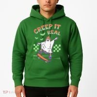 Funny Halloween Creep It Real Skater Skateboarding Ghost Hoodie thumb 2