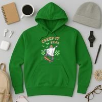 Funny Halloween Creep It Real Skater Skateboarding Ghost Hoodie thumb 3