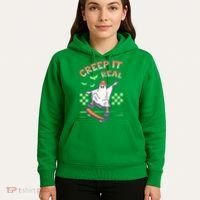 Funny Halloween Creep It Real Skater Skateboarding Ghost Hoodie thumb 5