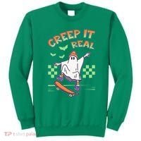 Funny Halloween Creep It Real Skater Skateboarding Ghost Sweatshirt thumb 0