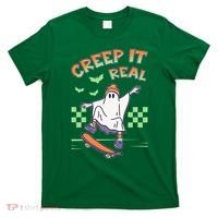 Funny Halloween Creep It Real Skater Skateboarding Ghost T-Shirt thumb 0