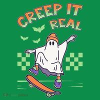 Funny Halloween Creep It Real Skater Skateboarding Ghost Mousepad thumb 1