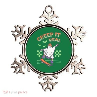 Funny Halloween Creep It Real Skater Skateboarding Ghost Ornament