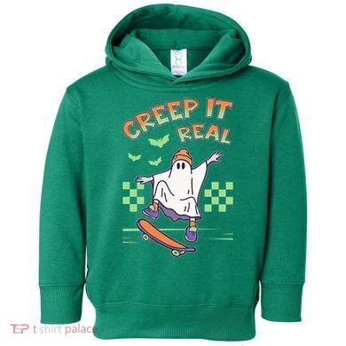 Funny Halloween Creep It Real Skater Skateboarding Ghost Toddler Hoodie