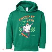 Funny Halloween Creep It Real Skater Skateboarding Ghost Toddler Hoodie thumb 0