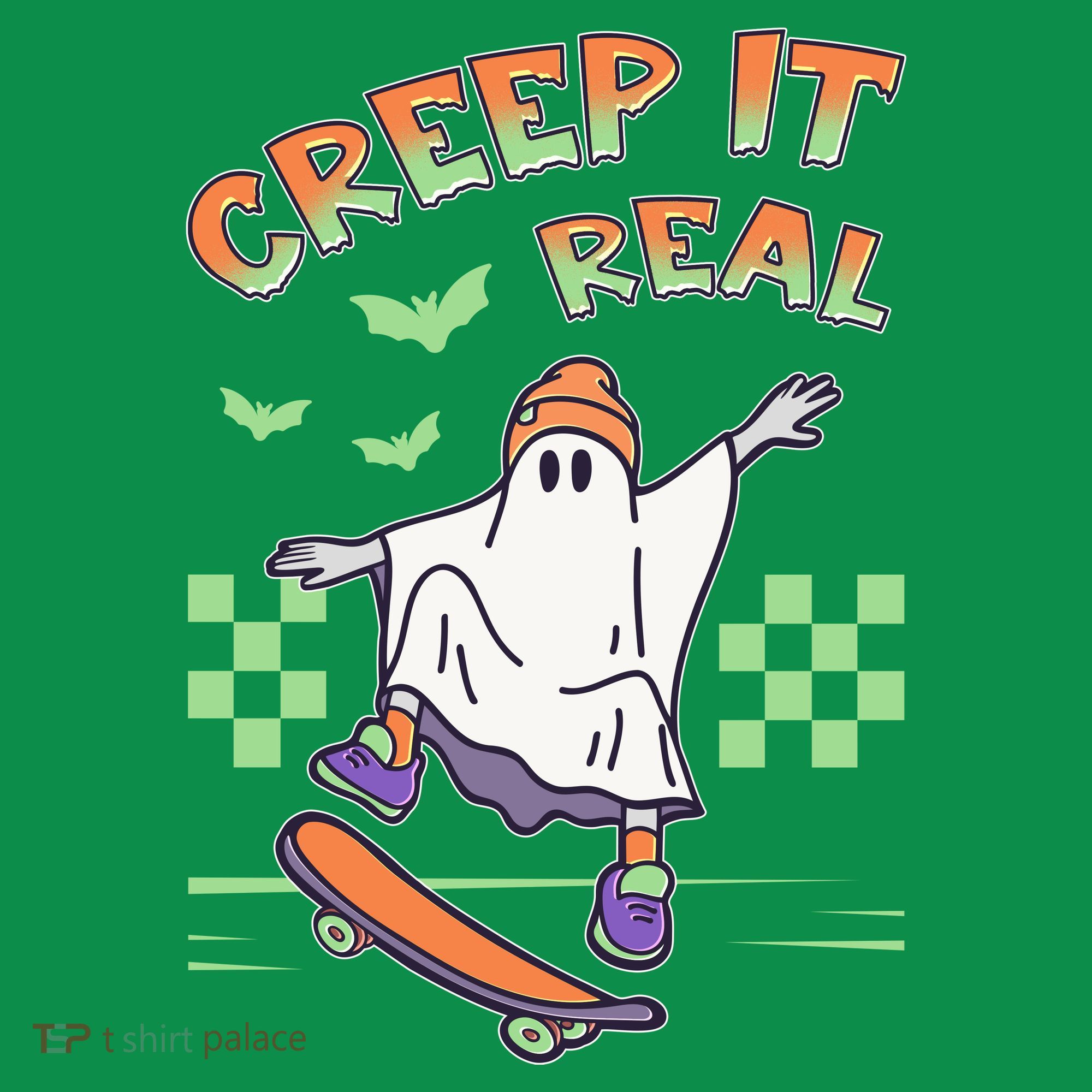 Funny Halloween Creep It Real Skater Skateboarding Ghost Kids Sweatshirt