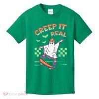Funny Halloween Creep It Real Skater Skateboarding Ghost Kids T-Shirt thumb 0