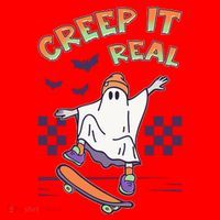 Funny Halloween Creep It Real Skater Skateboarding Ghost Santa Hat thumb 1