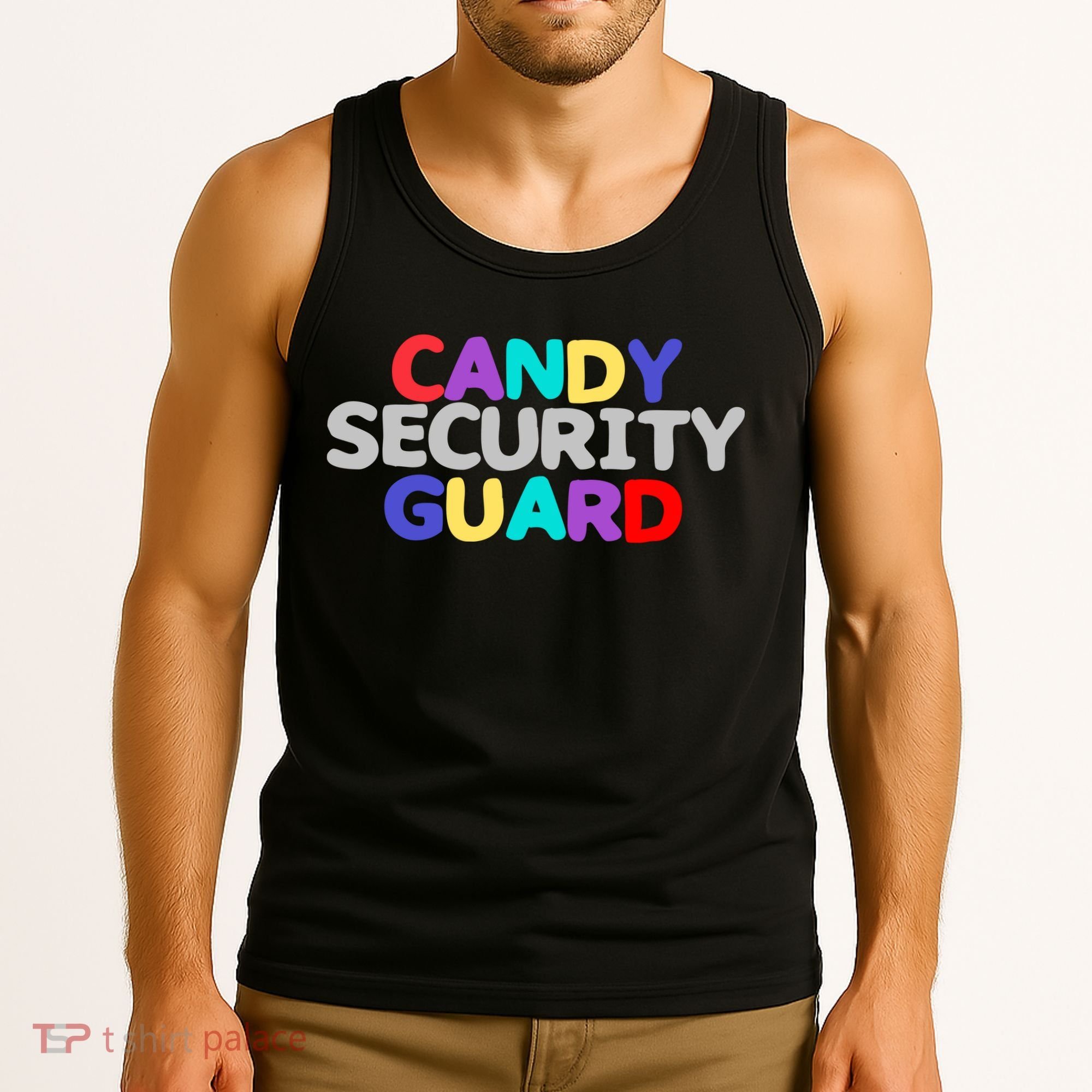Funny Halloween, Cute Halloween, Candy Security Guard Tank Top