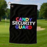 Funny Halloween, Cute Halloween, Candy Security Guard Golf Towel thumb 1