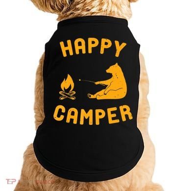 Funny Happy Camper Gift With Bear And Bonfire Gift Doggie Tank