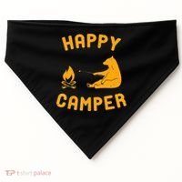 Funny Happy Camper Gift With Bear And Bonfire Gift USA-Made Doggie Bandana thumb 0