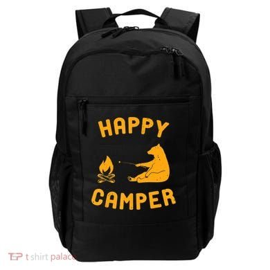 Funny Happy Camper Gift With Bear And Bonfire Gift Backpack