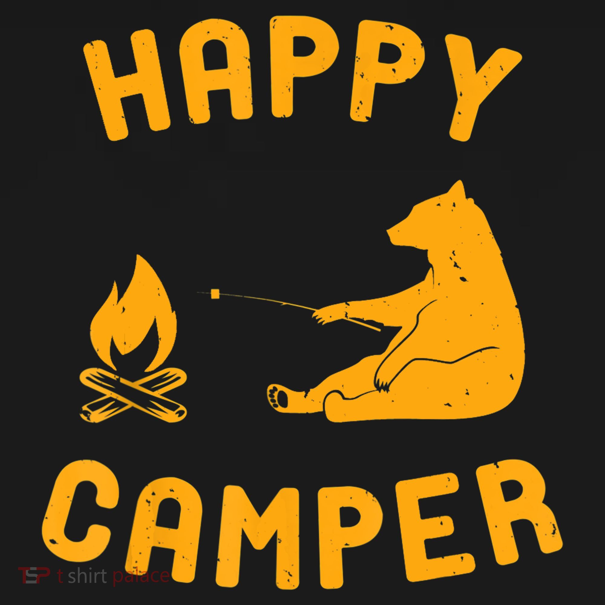 Funny Happy Camper Gift With Bear And Bonfire Gift Pajama Set