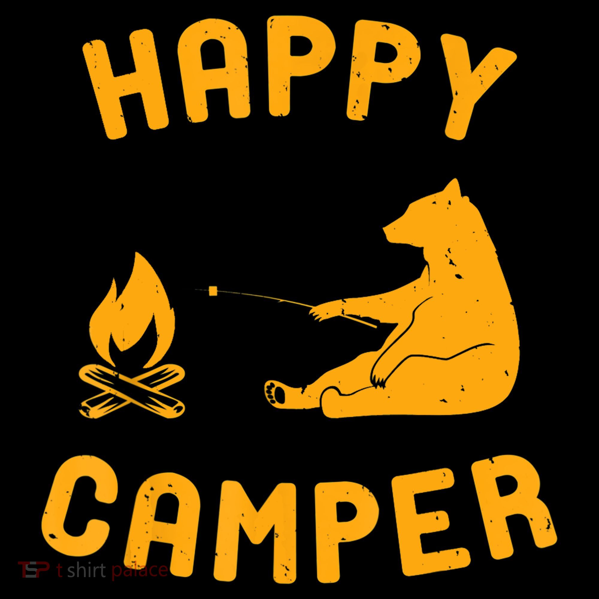 Funny Happy Camper Gift With Bear And Bonfire Gift Women's Hoodie